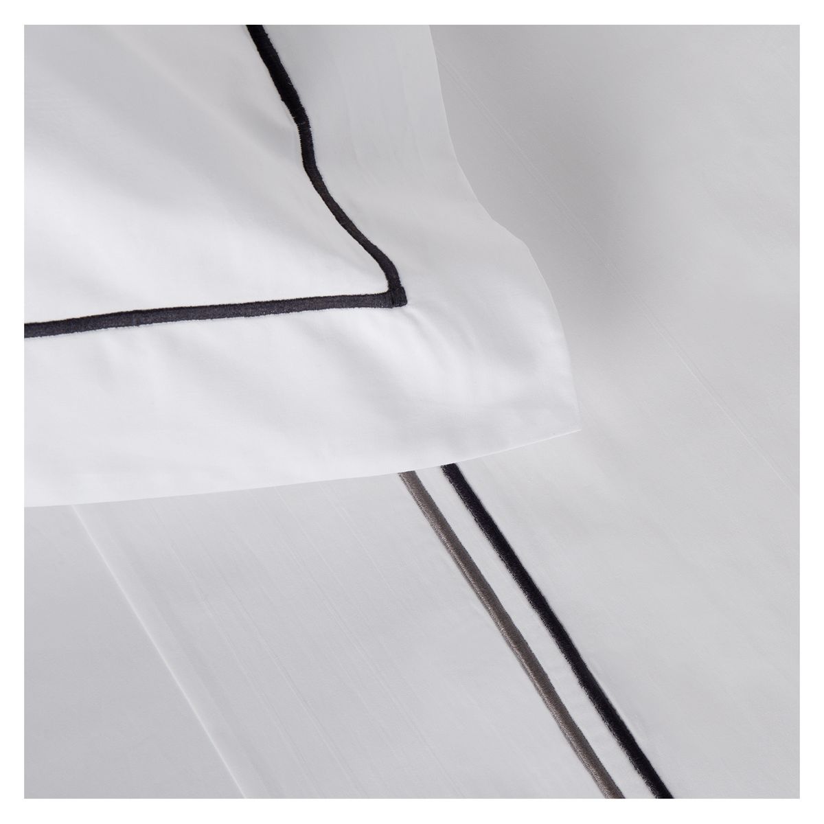 HOHOS CASA - Juego sábanas King Premium 300H 100 alg doble festón aceroplata