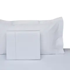 HOHOS CASA - Juego sábanas 2 plazas Premium Satén 380H, 100% algo, color blanco