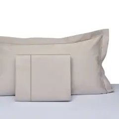 HOHOS CASA - Juego sábanas 2 plazas Premium Satén 380H, 100% algodón color beige