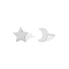 MABELITA - Aros Aritos Estrella Y Luna Plata 925