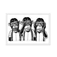ALCUADRADO - Cuadro Individual Monkey Por Tres Blanco