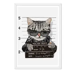 ALCUADRADO - Cuadro Individual Gato Police Blanco