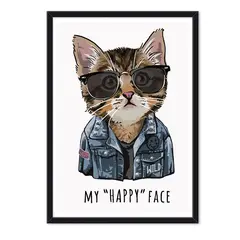 ALCUADRADO - Cuadro Individual Gato Happy Negro