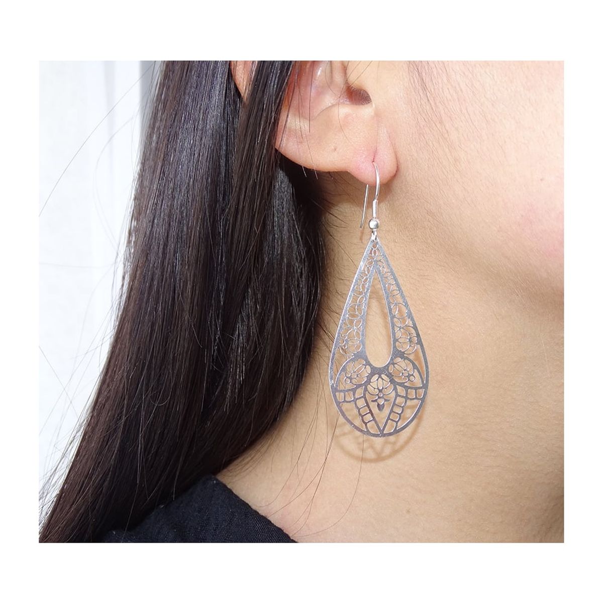 MABELITA - Aros De Plata 925 Gotas Filigrana
