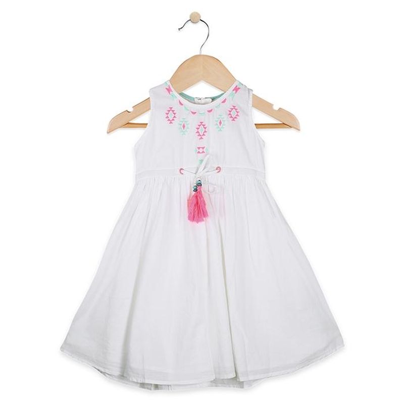 PILLIN - Vestido Bebe Algodón Verano Niña Blanco PILLIN