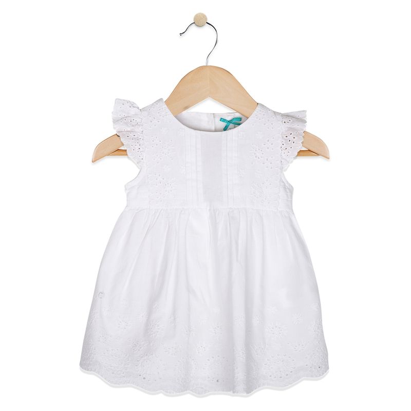 PILLIN - Vestido Bebe Algodón Verano Niña Blanco PILLIN