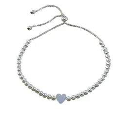 MABELITA - Pulsera De Plata Ajustable De Corazón