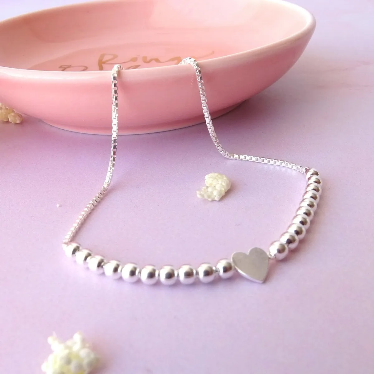 MABELITA - Pulsera De Plata Ajustable De Corazón