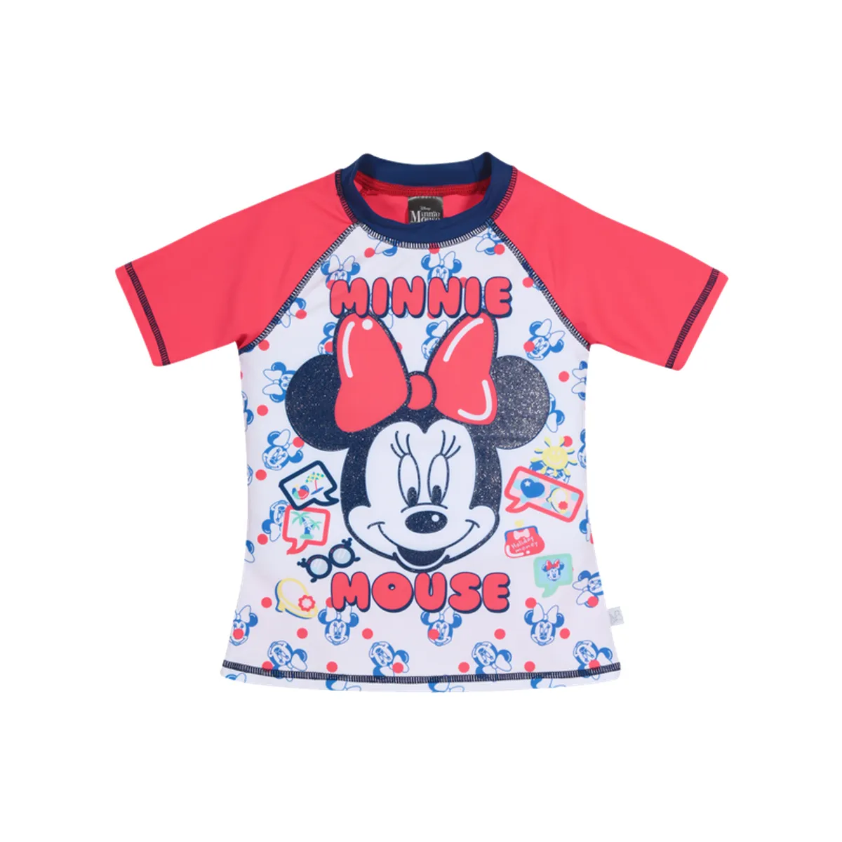 DISNEY - Niña Polera UV+50 Minnie Mouse Disney Blanco-Azul DISNEY