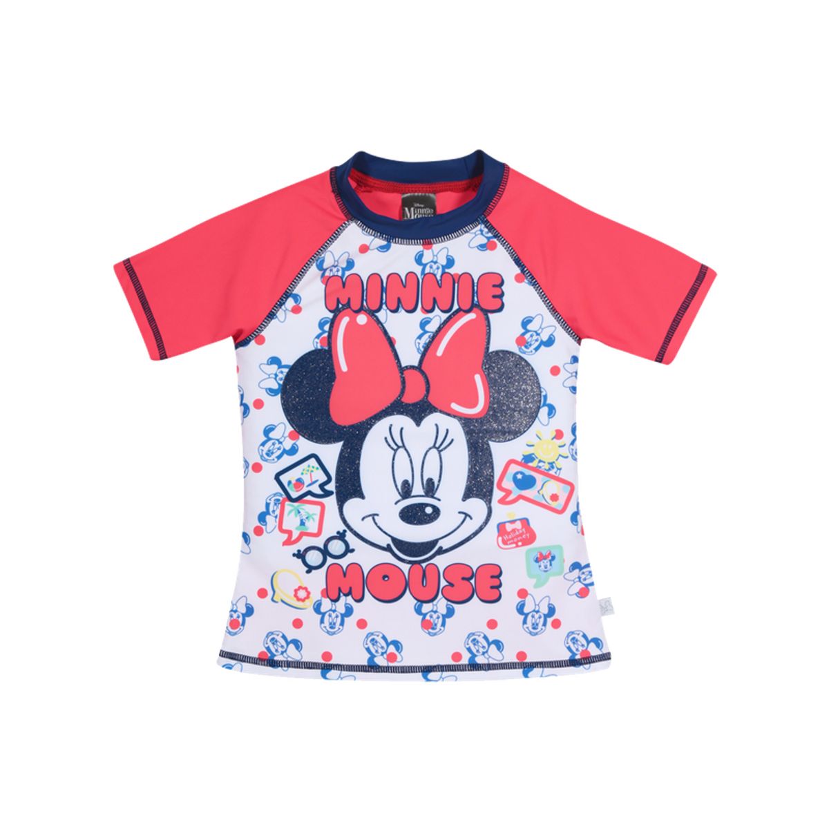 DISNEY - Niña Polera UV+50 Minnie Mouse Disney Blanco-Azul DISNEY