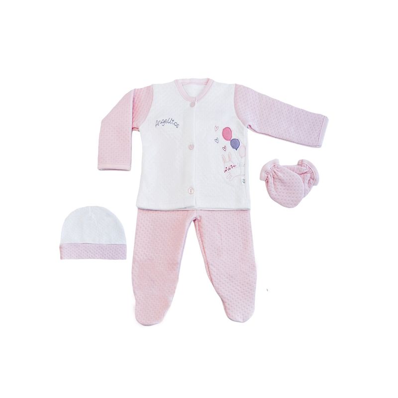 MOONWEAR - Conjunto 4 Piezas Bordado Rabbit Ballons Algodón Peruano