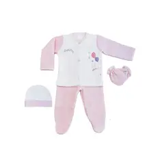 MOONWEAR - Conjunto 4 Piezas Bordado Rabbit Ballons Algodón Peruano