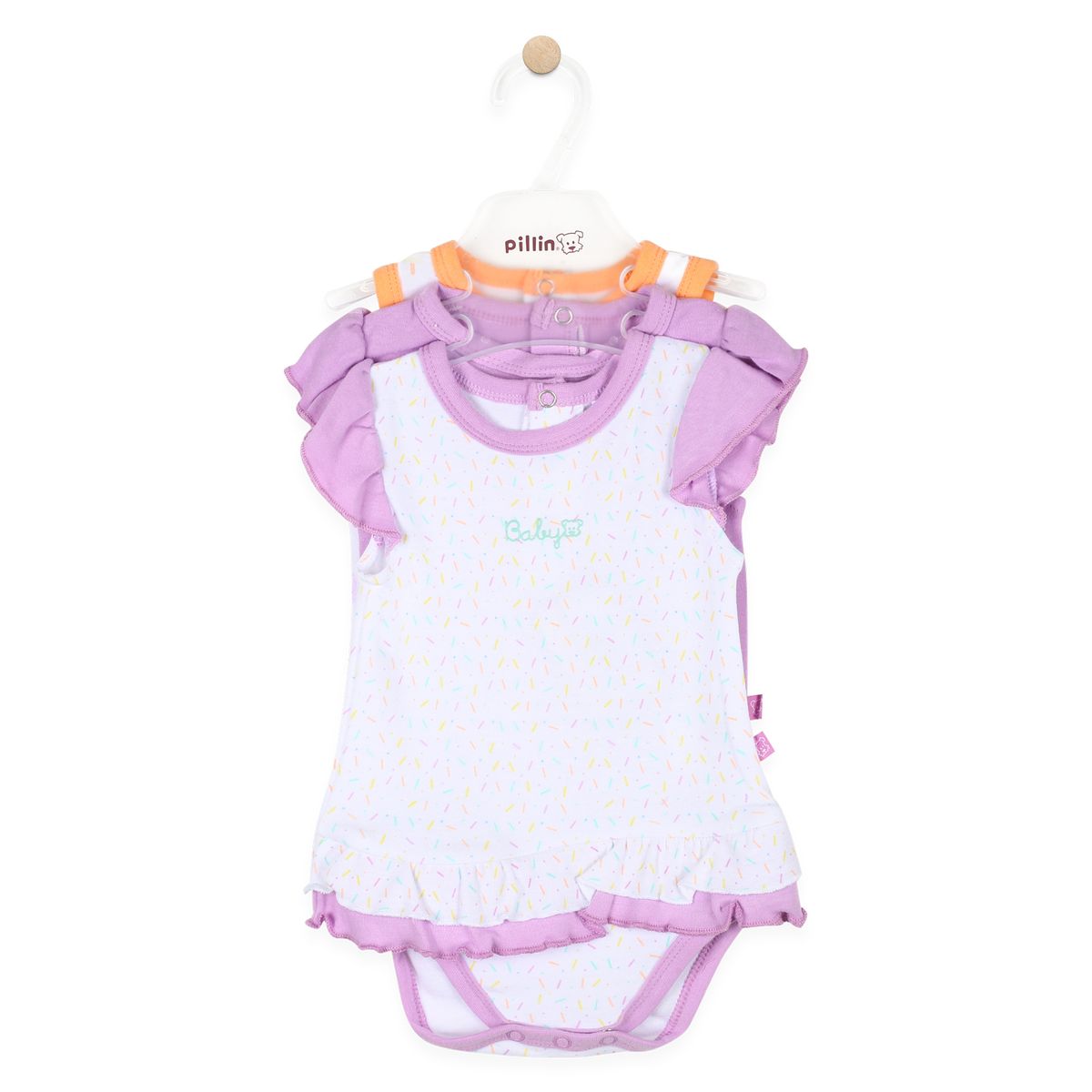 PILLIN - Body Bebe Pack 3 Pcs Algodón Verano Niña Multicolor PILLIN