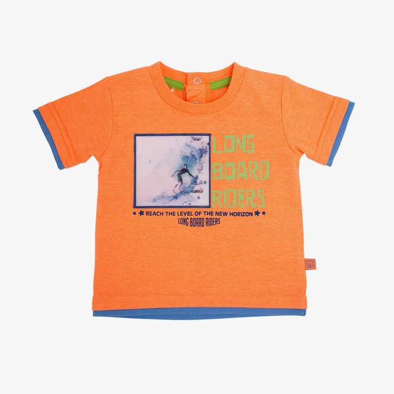 PILLIN - Polera Teñido Print Surf Algodón Verano Niño Naranja PILLIN