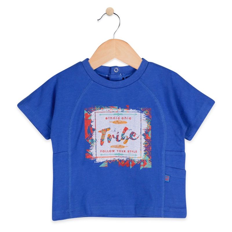 PILLIN - Polera M/C Bebé Algodón Verano Niño Azul PILLIN