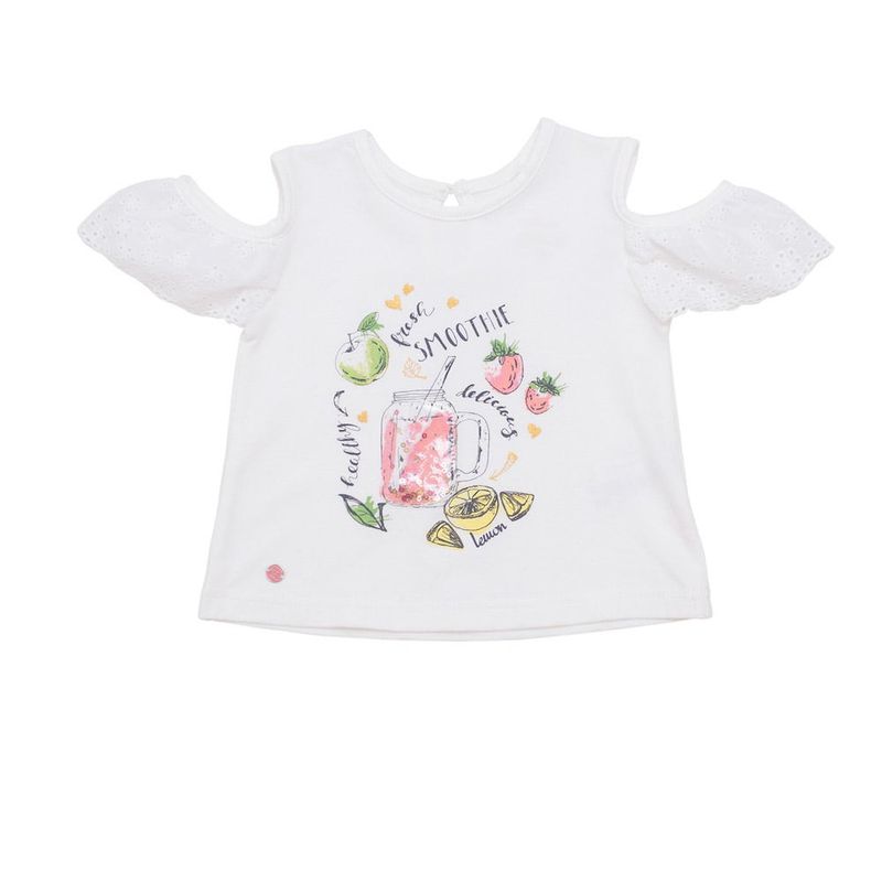 PILLIN - Polera Estampados Tropicales Algodón Verano Niña Blanco PILLIN