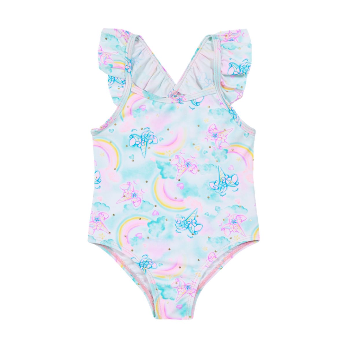 H2O WEAR - Bebé Niña Traje de Baño UV+30 Vuelos Folia Blanco H2O WEAR