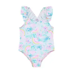 H2O WEAR - Bebé Niña Traje de Baño UV+30 Vuelos Folia Blanco