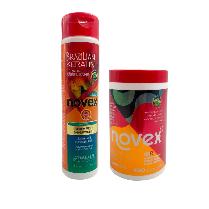 NOVEX - Kit Queratina Brasileña Pelo Muy Dañado Shampoo +crema Novex