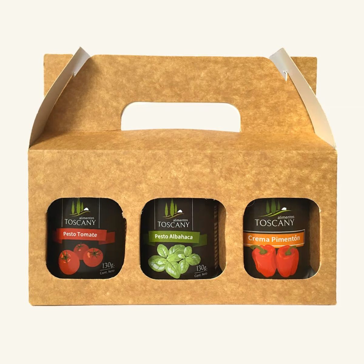 ALIMENTOS TOSCANY - Pack Trio Pestos - Albahaca, Tomate y Pimentón