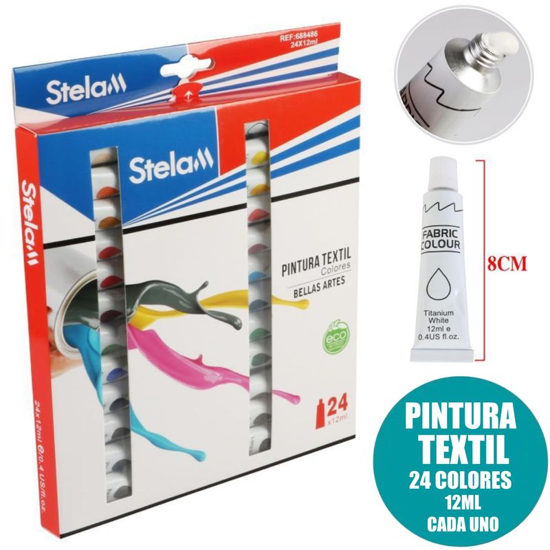 OEM - Set Pintura Textil 24 Colores - 12ml Cada Uno