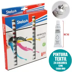 OEM - Set Pintura Textil 24 Colores - 12ml Cada Uno