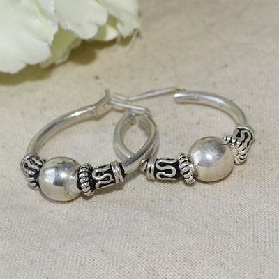 Imagen 2 del producto Aros Argollas De Plata Bali 16 mm