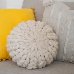 MAKU WOOL - Cojín Tejido XXL redondo 30 cm