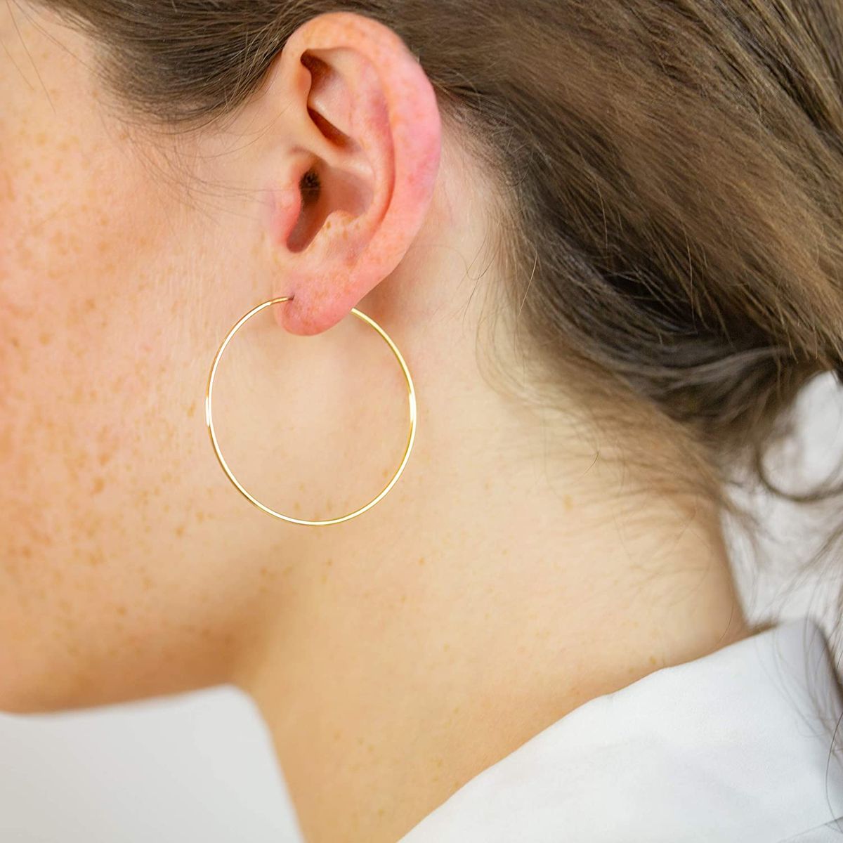 MABELITA - Aros Argollas Plata Bañadas En Oro 18K 40mm