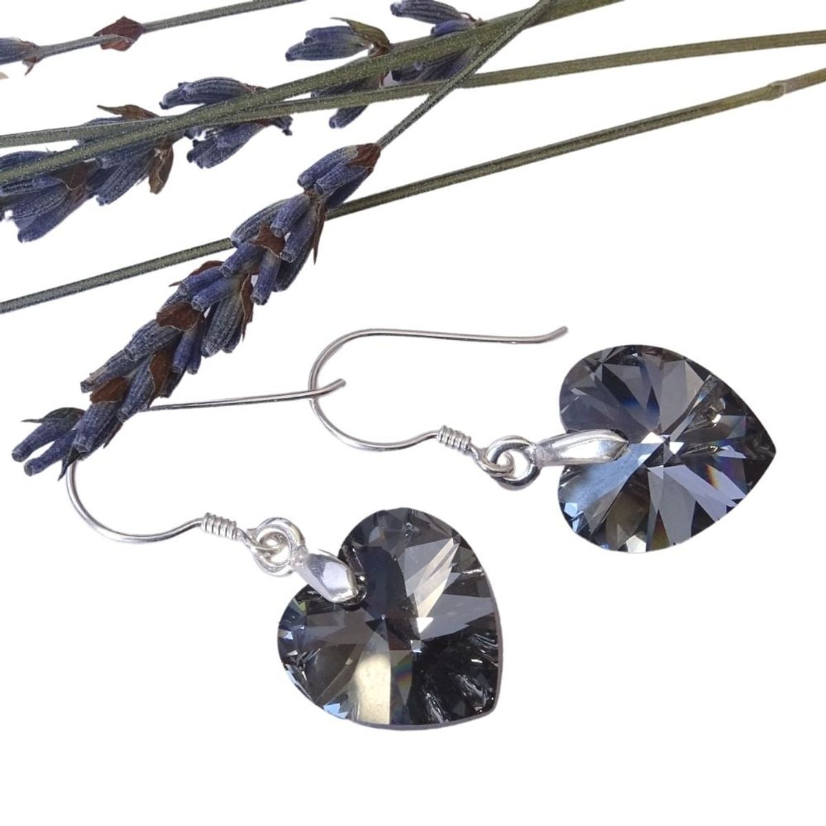 MABELITA - Aros Corazón Dark De Cristal