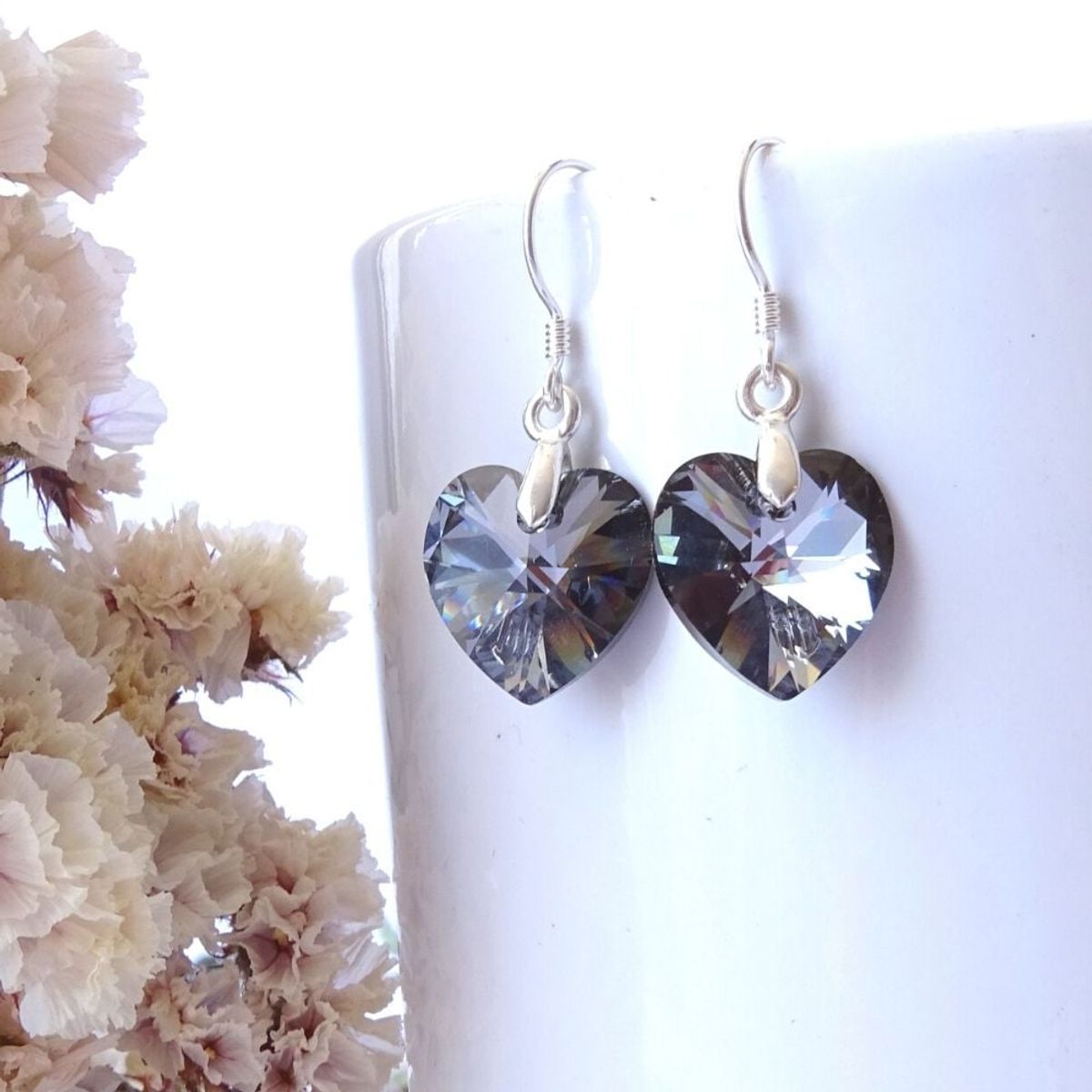 MABELITA - Aros Corazón Dark De Cristal
