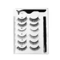 COSMETICAVAL - Set 6 pares de pestañas postizas con aplicador CVL