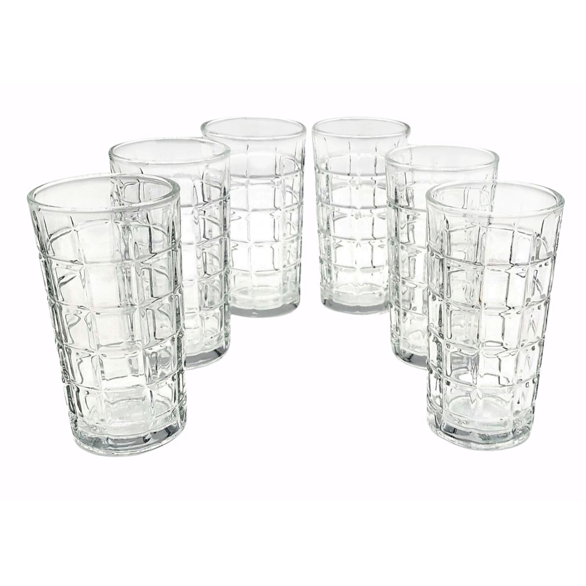 MOGA - Vasos de vidrio set 6 piezas 375ml 7x15cm