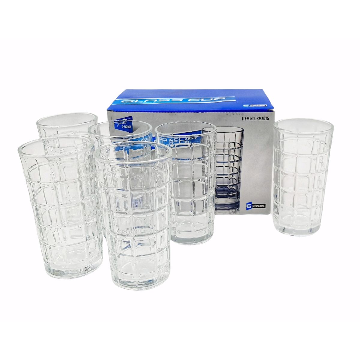 MOGA - Vasos de vidrio set 6 piezas 375ml 7x15cm