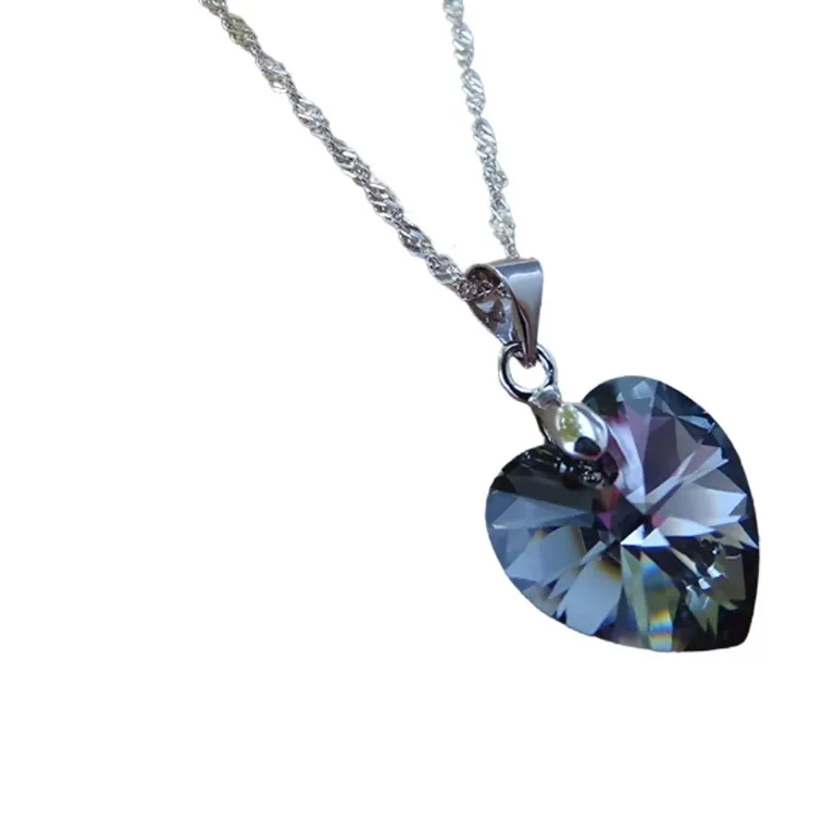 Cadena De Plata Singapur Con Cristal Dark TALLA UNICA
