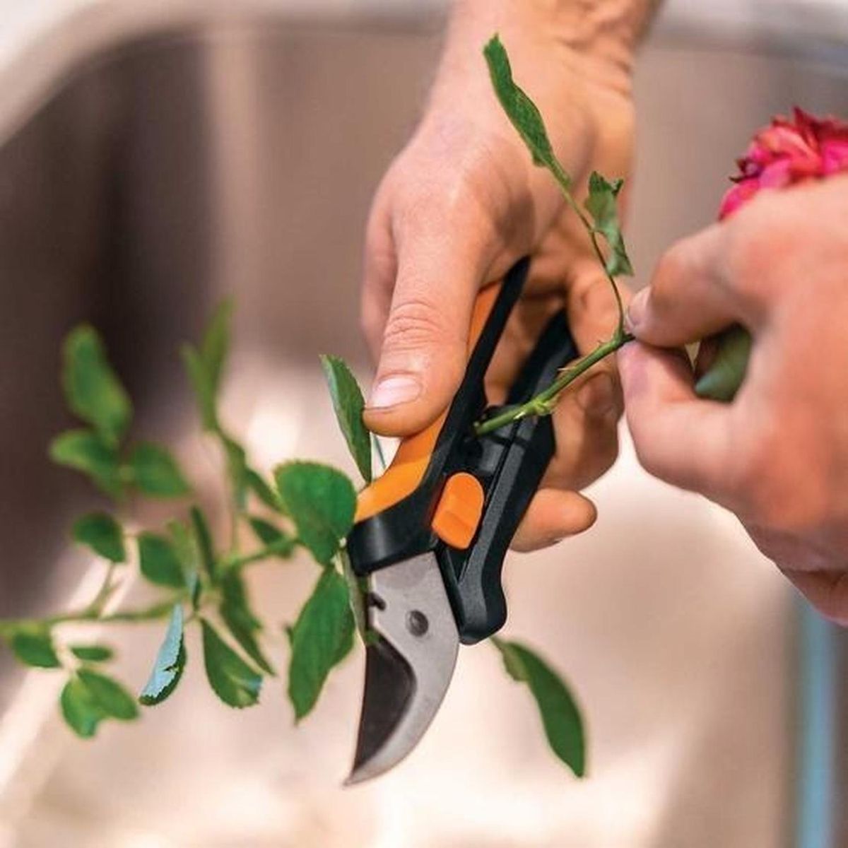 FISKARS - Tijera De Poda Floral De Rosas Fiskars Remueve Espinas