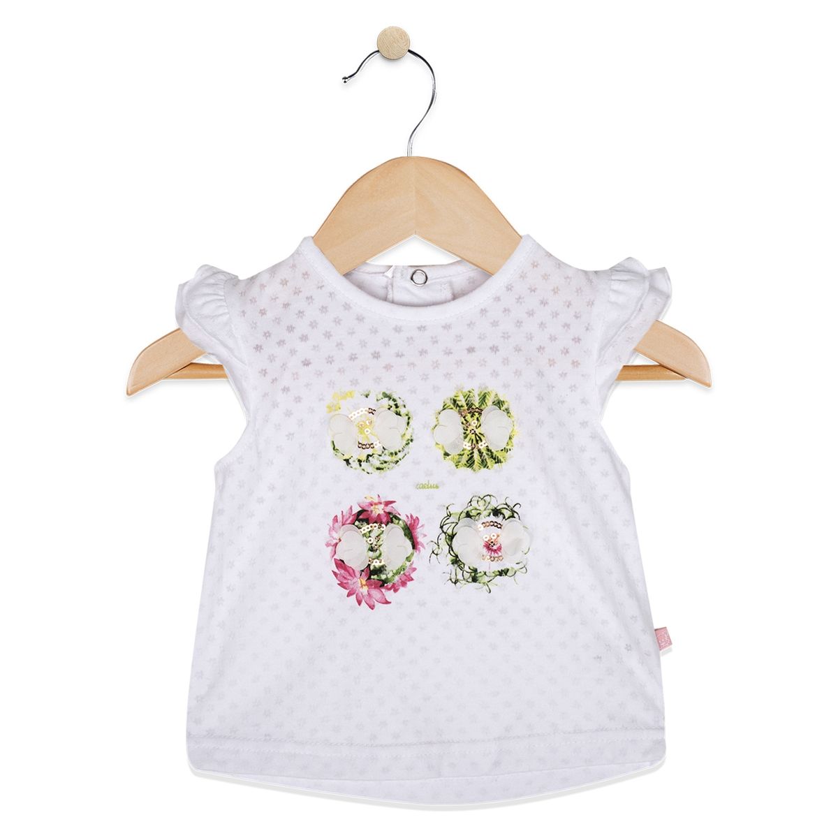 PILLIN - Polera Bebe Algodón Verano Niña Blanco PILLIN