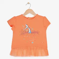 PILLIN - Polera Bebé Algodón Verano Niña Naranja