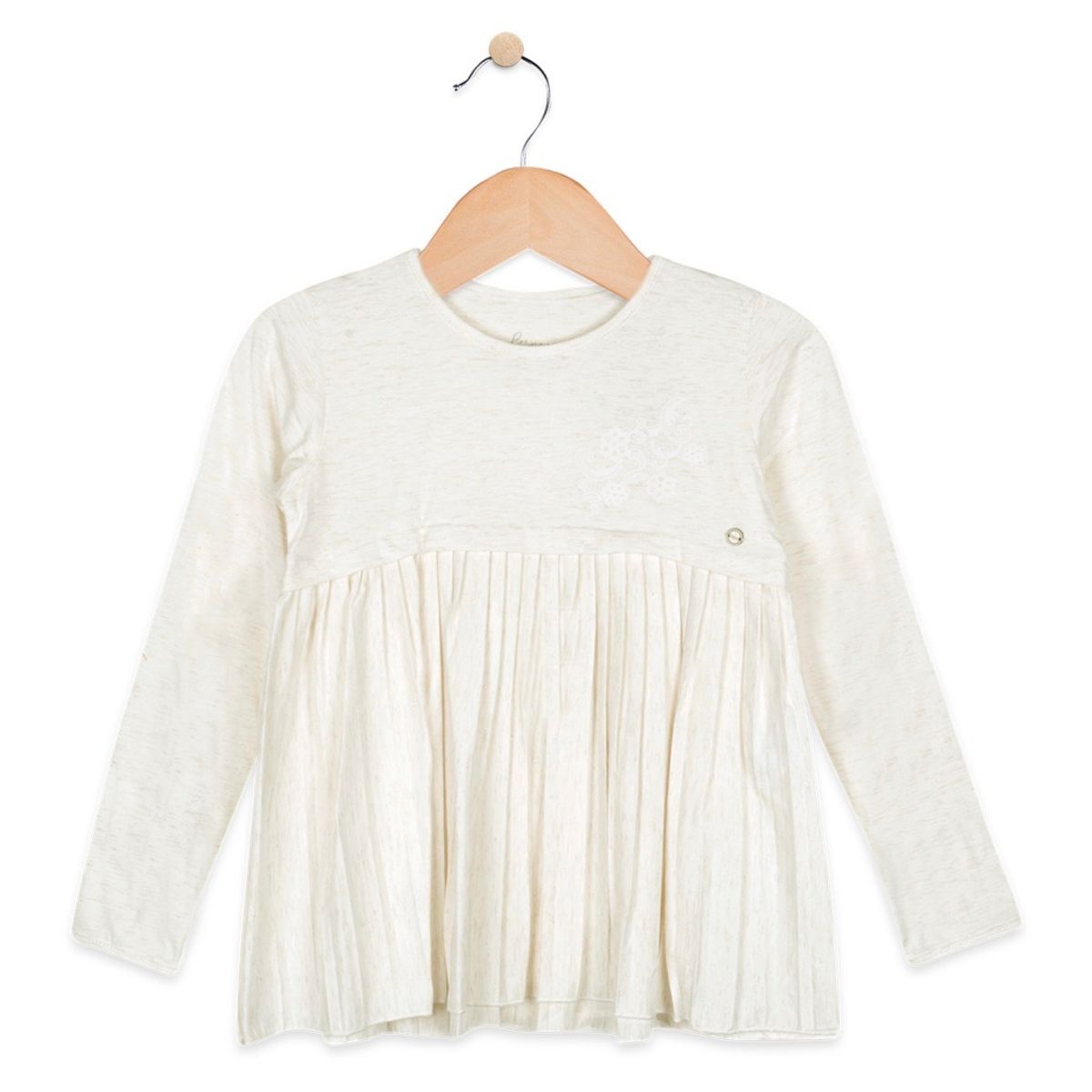 PILLIN - Polera M/Larga Algodón Verano Niña Crema PILLIN