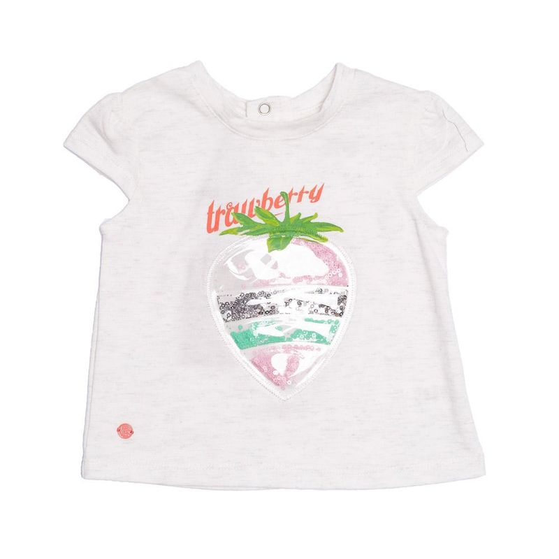PILLIN - Polera Frutilla Algodón Verano Niña Blanco PILLIN