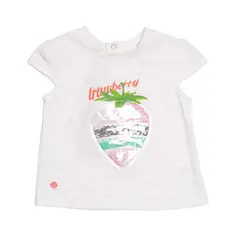 PILLIN - Polera Frutilla Algodón Verano Niña Blanco