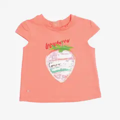 PILLIN - Polera Frutilla Algodón Verano Niña Coral
