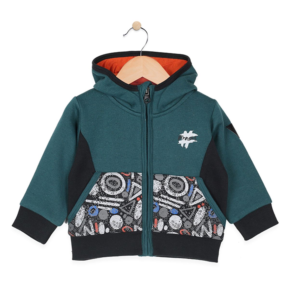 PILLIN - Poleron Con Capucha Bebe Algodón Invierno Niño Verde PILLIN