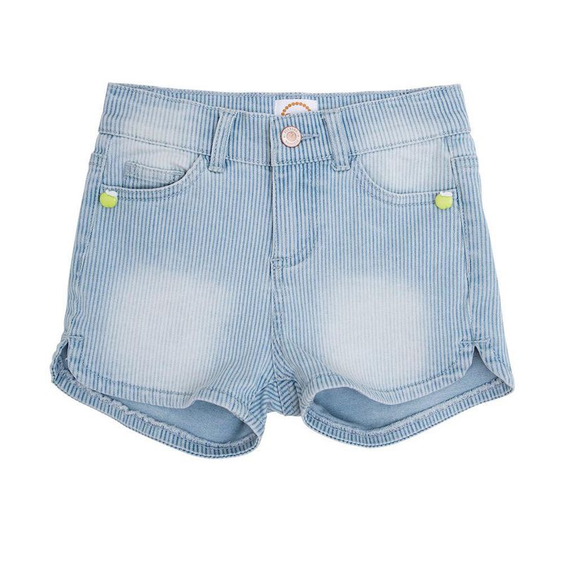 PILLIN - Short Rayado Algodón Verano Niña Denim - Azul