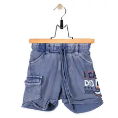 PILLIN - Bermuda Bebe Algodón Verano Niño Celeste