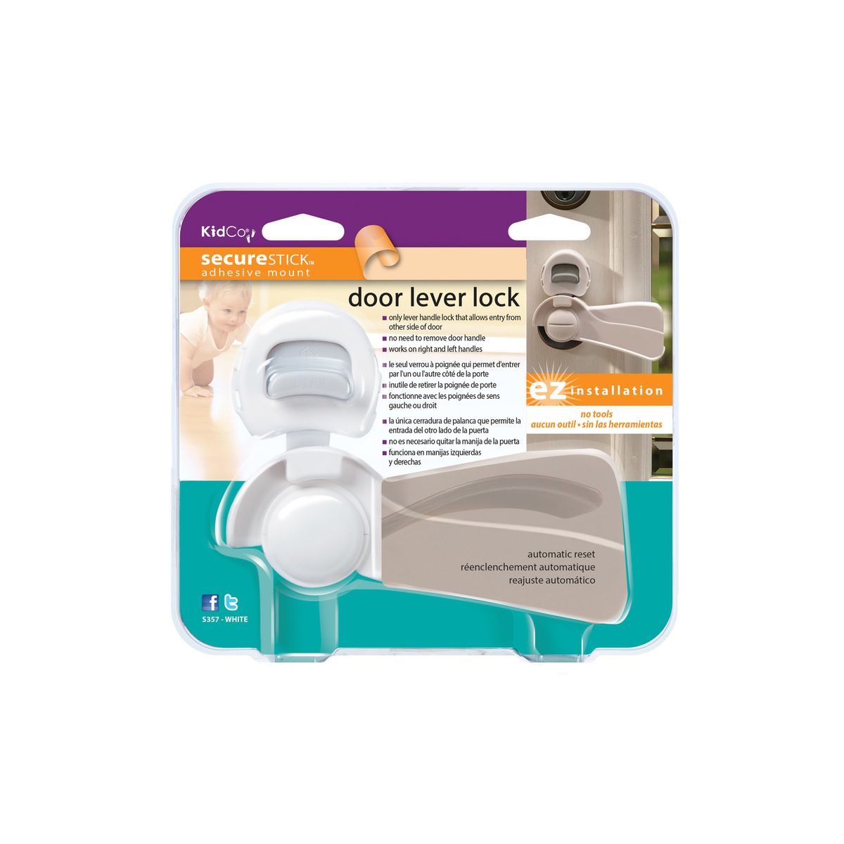 KIDCO - Bloqueador Puerta de Manilla Larga - Blanco