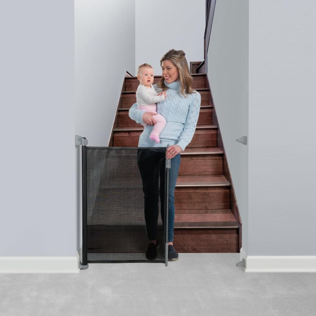 KIDCO - Puerta de Seguridad Retractil (ancho hasta 140cm) - Negro