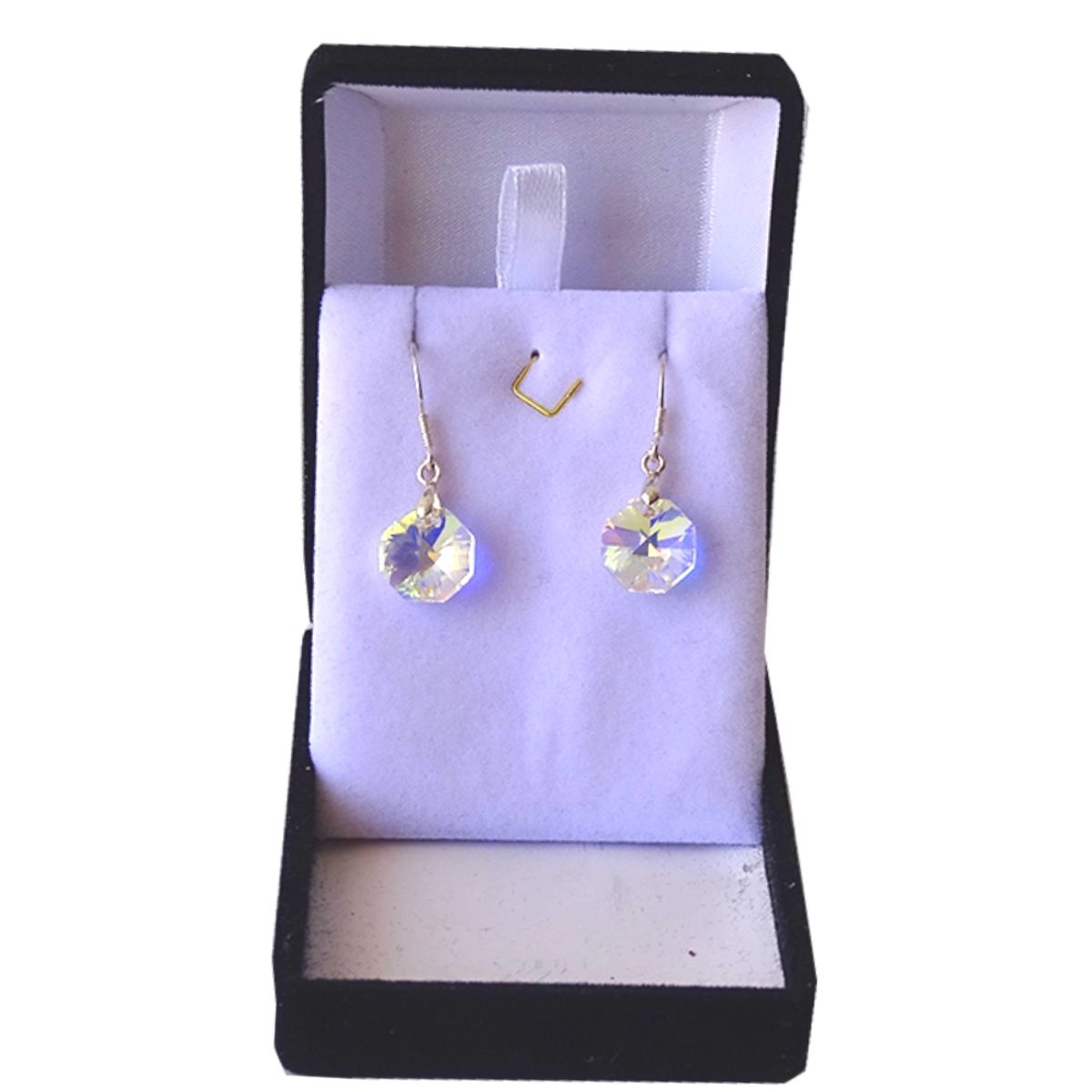 MABELITA - Aros Octágonos Con Cristales Aurora Boreal