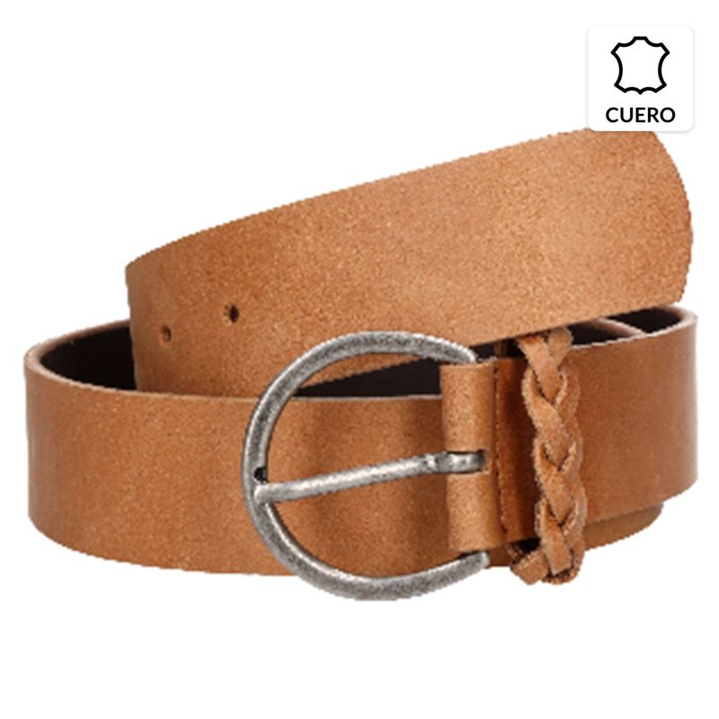 PANAMA JACK - Cinturón Cuero Lizo con Detalle Trenzado