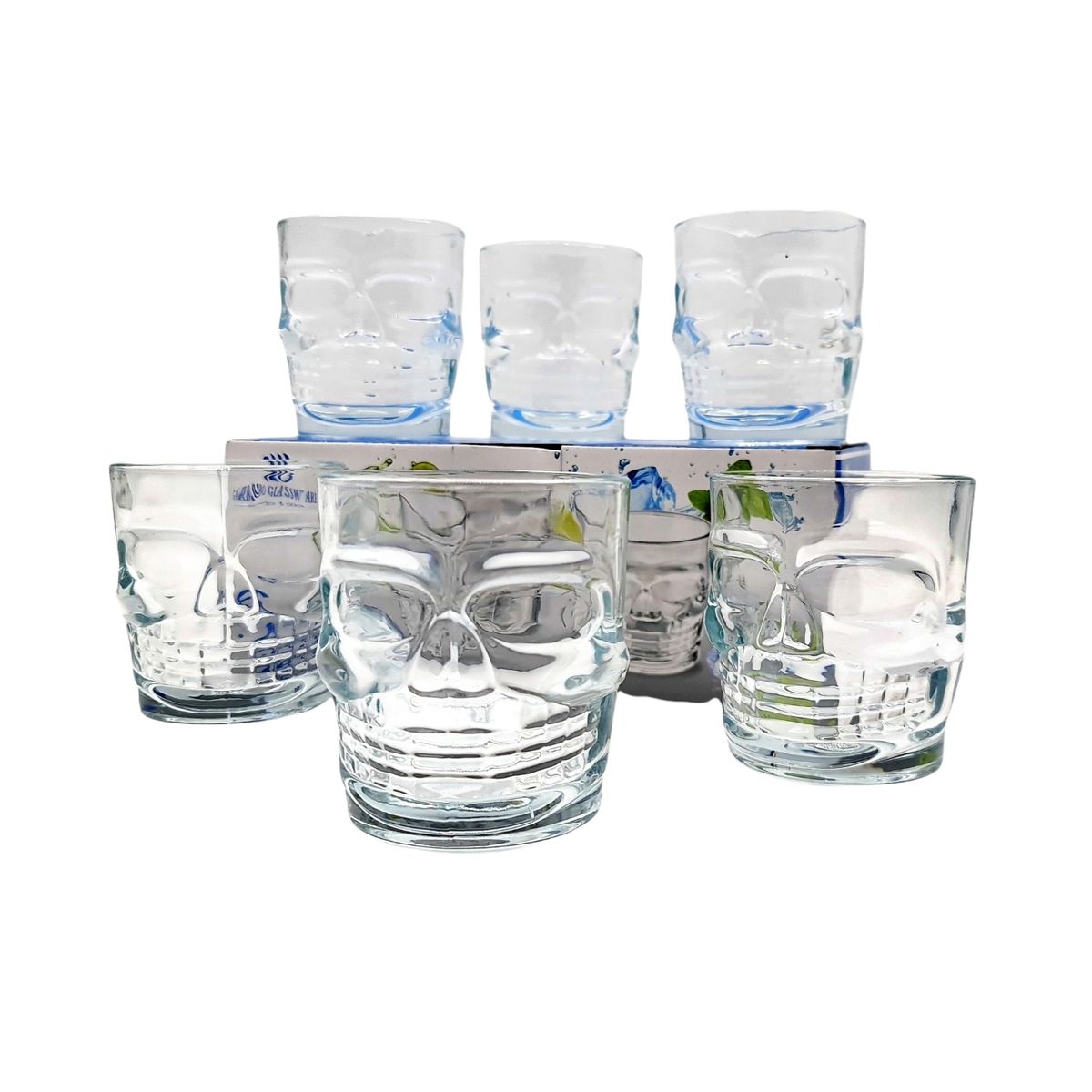 MOGA - Set Vasos Whisky Vidrio 8x8x9cm Calavera 310ml